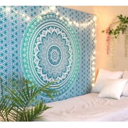 Sky Blue Ombre Mandala Tapestry Twin Size Boho Dorm Room Wall Hanging Indian Beach Throw Blanket Outdoor Picnic Yoga Mat by Oussum