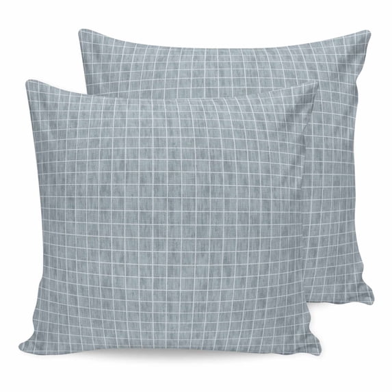 Sky Blue Plaid Pillow Covers 20x20 Set of 2, Farmhouse Buffalo Checkered Gingham Throw Pillow Covers Decorative Couch Cushion Cover, Microfiber Soft Square Pillowcases for Bedroom Living Room Sofa