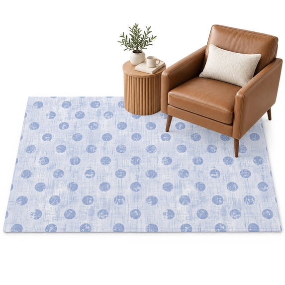 Sky Blue Polka Dots Spots Area Rug 4'x6', Abstract Modern Minimalist ...