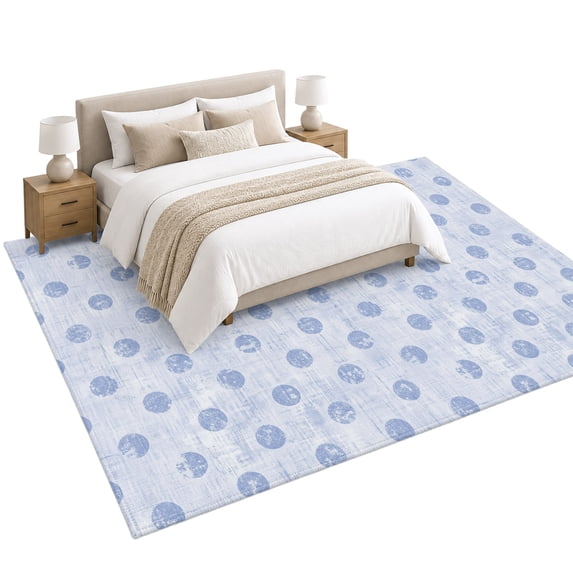 Sky Blue Polka Dots Spots Area Rug 5'x7', Abstract Modern Minimalist ...