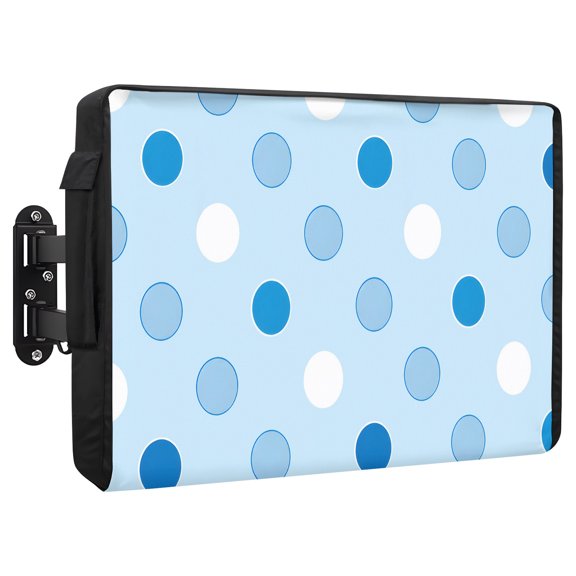 Sky Blue Polka Dots Waterproof Outdoor TV Cover, Modern Minimalist Geometric Circles Spots Outside Weatherproof TV Enclosures for 48 to 50 Inch LCD Television Shield Flat Screen Protectors