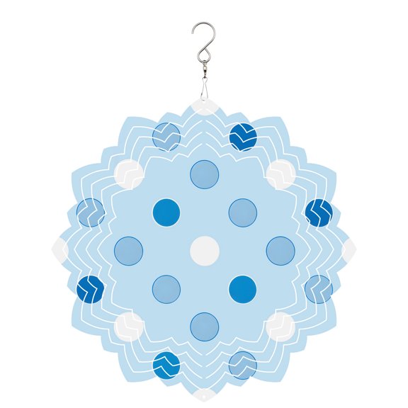 Sky Blue Polka Dots Wind Spinner for Garden Yard 8In, Modern Minimalist Geometric Circles Spots 3D Stainless Steel Kinetic Hanging Wind Spinners Rustproof Outdoor Decor for Lawn Patio Home