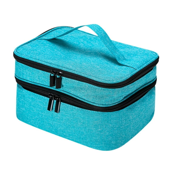 Sky Blue Sewing Supplies Organizer Double Layer Box Accessories Storage Bag Large Basket Travel Women Gift Oxford Cloth Material Sky Blue Color