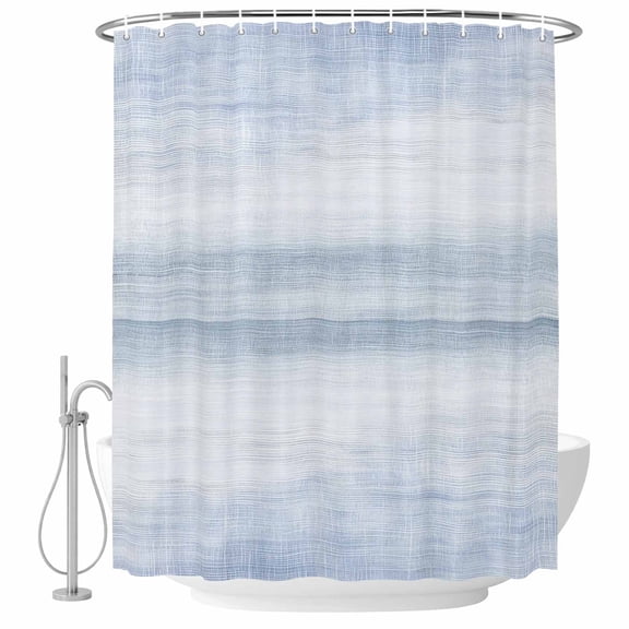 Sky Blue Shower Curtain for Bathroom, Abstract Light Blue Ombre Linen Texture Modern Rustic Waterproof Cloth Fabric Bathroom Accessories Set with 9 Rust Proof Plastic Hooks, 36"x72"