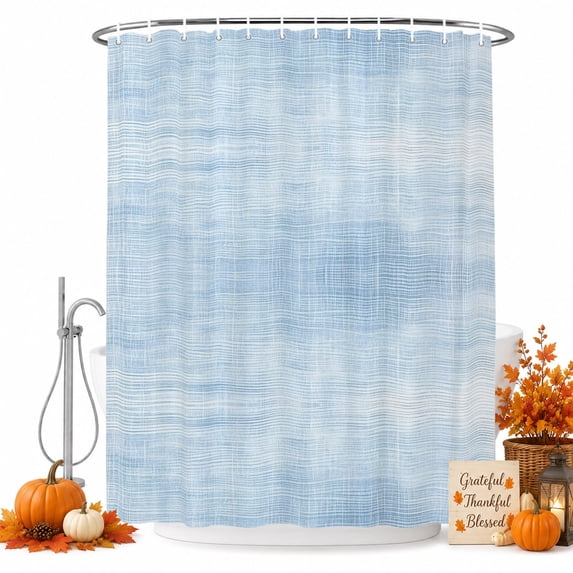 Sky Blue Shower Curtain, Waterproof Shower Curtains for Bathroom, Vintage Solid Color Modern Minimalist Distressed Washable Fabric Bathtub Curtain Set Bath Decor with 12 Hooks Extra Long 72"x96"