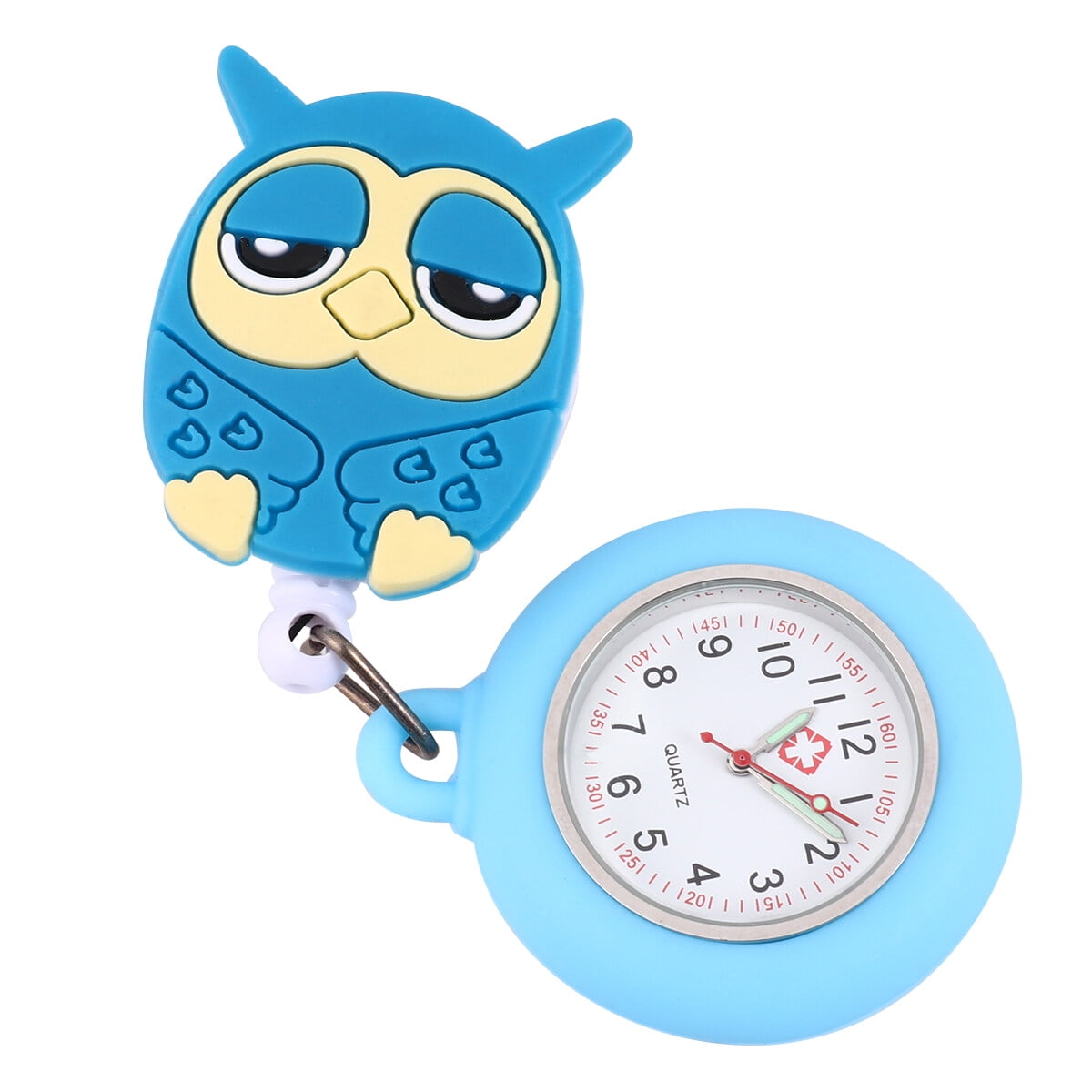 Sky Blue Silicone Nurse Watch Owl Design Pocket Watch Stretchable
