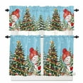 thumbnail image 1 of Sky Blue Snowman Christmas Kitchen Curtains and Valances Set, Xmas Tree Winter Snowflake Rod Pocket Window Valance 18 Inch Window Curtain Panels for Living Room Bedroom Laundry, 27.5x24in, 3 Pieces, 1 of 7