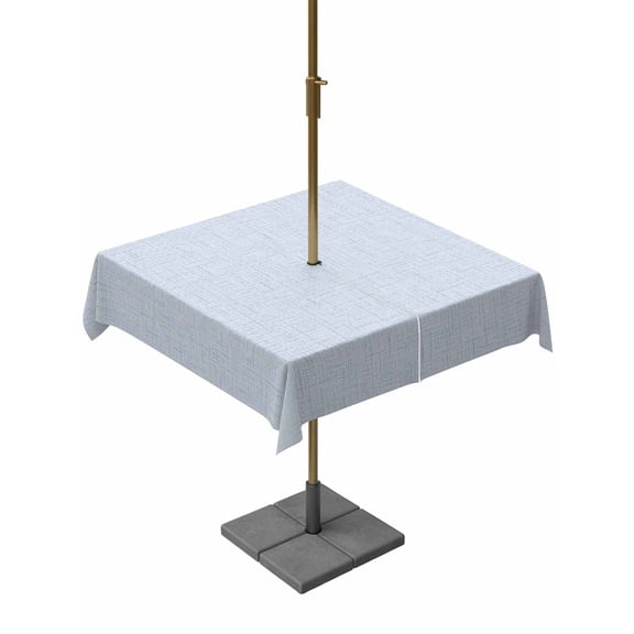 Sky Blue Square Outdoor Tablecloth with Umbrella Hole Minimalist Tropical Pale Blue Linen Texture Coastal 54x54 Inch Waterproof Table Cover Zippered Table Cloth for Garden Patio