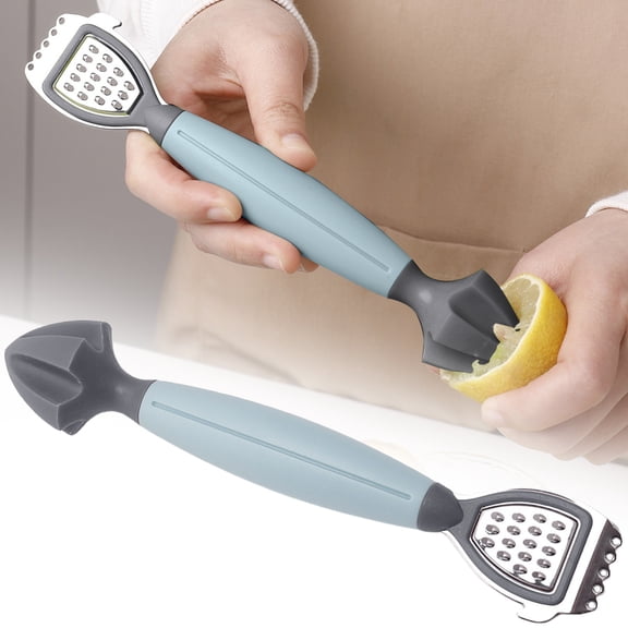 Sky Blue Stainless Steel 3-in-1 Citrus Zester & Juicer – Multi-Functional Lemon Grater, Peeler & Juicing Tool with Soft Grip Handle for Oranges, Limes & Grapefruit