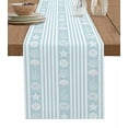 thumbnail image 1 of Sky Blue Striped Coastal Table Runner Nautical Beach Starfish Shell Tablerunners 18 x 72 Inch, Table Decorations Tabletop Scarf for Summer Gathering Holiday Farmhouse Kitchen Dining Decor, 1 of 6