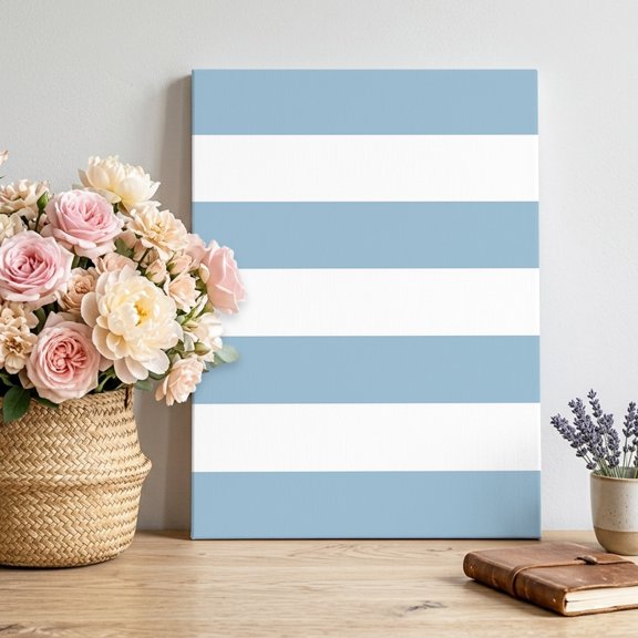 Sky Blue Stripes Canvas Wall Art, Modern Artistic Parallel Lines Pictures Wall Decor Wooden Framed Artwork Art Prints for Living Room Hallway Bedroom Office 8"x10"