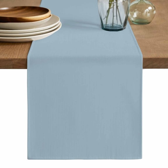 Sky Blue Table Runner, Modern Pure Winter Sky Blue Washable Cotton Linen Table Runners 48 Inches Long, Dresser Scarf Runner for Nightstand/Coffee/End Tables 13''x48''