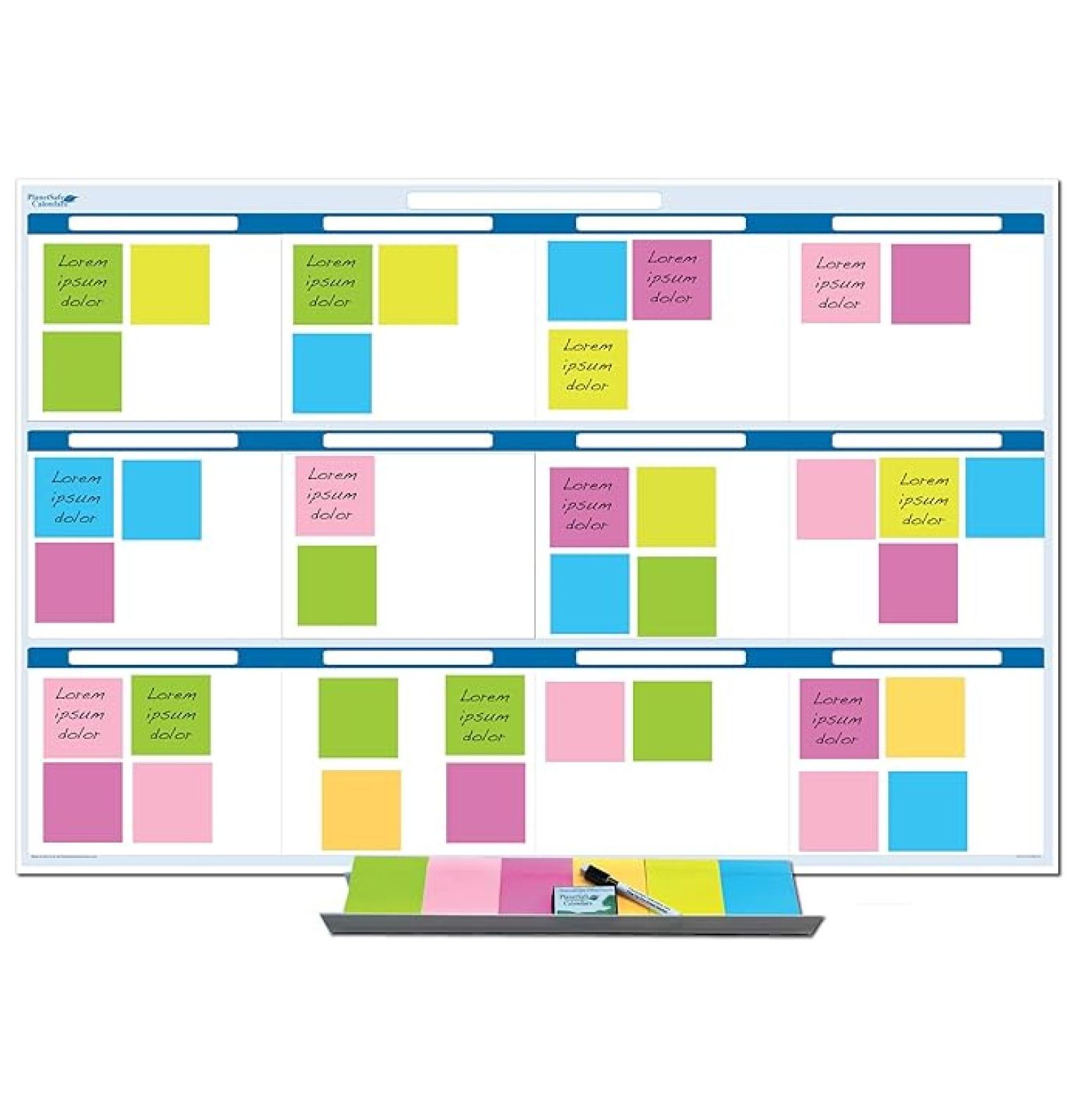 Sky Blue Task Planner Wall System - 12 Section Goal Tracker, Dry Erase ...