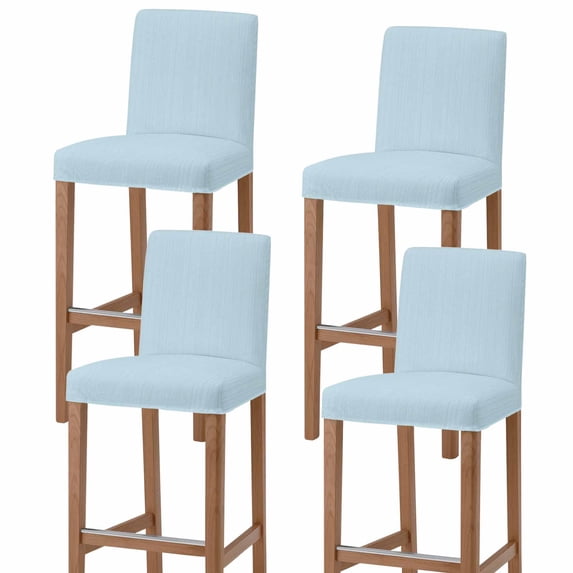 Sky Blue Thin Lines Bar Stool Covers - Stretch Dining Chair Covers Set of 4, Modern Striped Minimalist Bar Chair Cover Removable Counter Stool Pub Chairs Slipcovers Protectors for Kitchen/Cafe