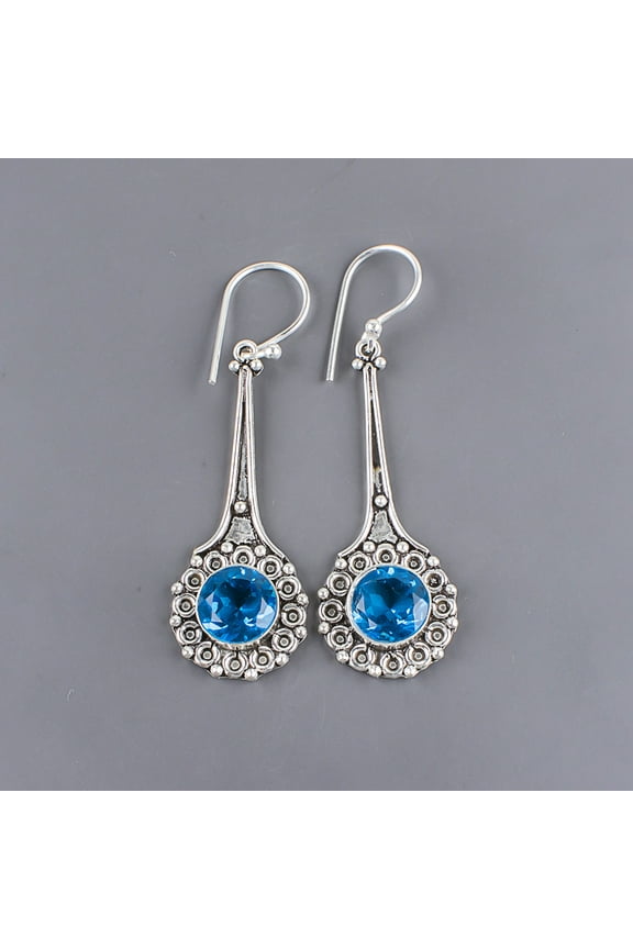 Sky Blue Topaz Earrings 925 Sterling Silver Jewelry