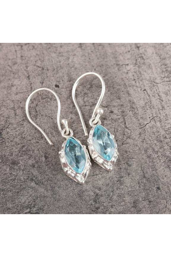 Sky Blue Topaz Earrings 925 Sterling Silver Jewelry