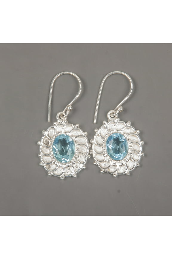 Sky Blue Topaz Earrings 925 Sterling Silver Jewelry