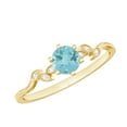 thumbnail image 1 of Rosec Jewels Sky Blue Topaz Promise Ring with Diamond for Women, Nature Inspired Ring, 14K Yellow Gold, US 5.50, 1 of 7