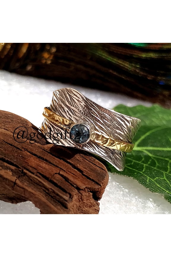 Sky Blue Topaz Spinner Ring, 925 Sterling Silver Ring, Worry Ring, Thumb Ring, Handmade Ring, Anxiety Ring, Promise Ring, Silver Band Ring