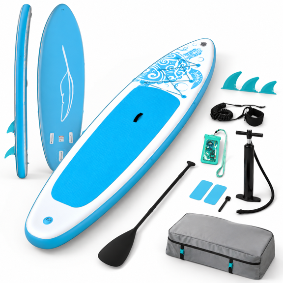 Sky Blue Turtle 10'6''x33''x6'' Inflatable Stand Up Paddle Board with Beginner Accessories
