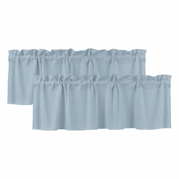 Sky Blue Valances for Windows, Decorative Rod Pocket Window Valance Curtains, Modern Pure Winter Sky Blue Short Curtain Drapes for Kitchen/Bathroom/Living Room, 2 Panels, 60" W x 18" L