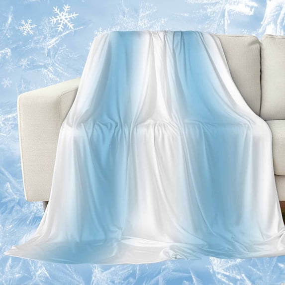 Sky Blue White Cooling Blanket,Lightweight Breathable Summer Throw Blanket with Double Sided Cold Effect,Gradient Vertical Stripes Minimalist Picnic Blankets Bed Sheet for Hot Sleepers 60"x80"