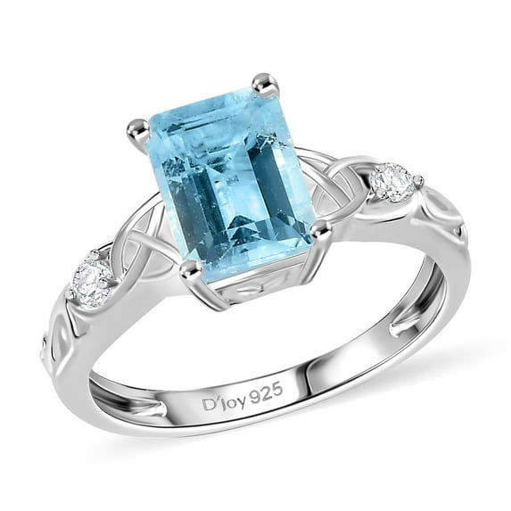 Sky Blue White Topaz Solitaire November Birthstone Ring For Women 925 Sterling Silver Love Statement Handmade Jewelry Size 11 Ct 1.6 Birthday Christmas Gifts for Women