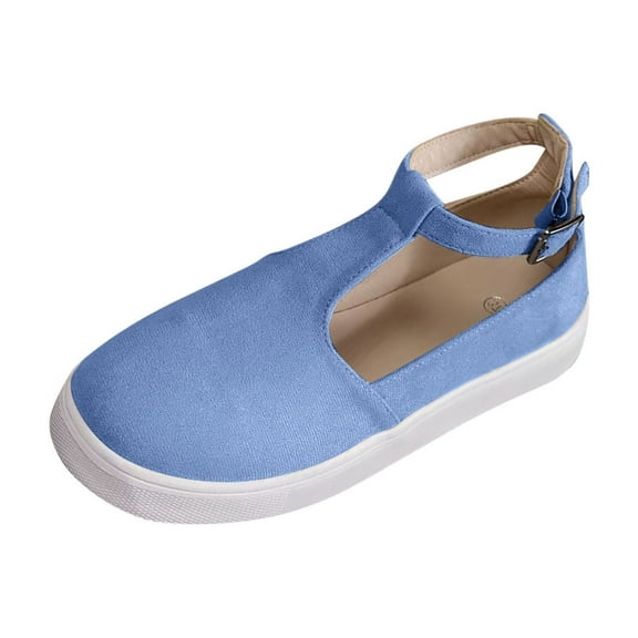 Sky Blue Women Fashion Spring Summer Sandals With Round Toe Open Toe Thick Bottom Wedge Heel Breathable For Daily Activities
