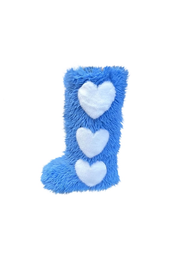 Sky Blue Women'S Fashion Boots High Top Warm Flat Bottomed Long Tube Furry Thick Velvet Heart-Shaped Snow Comfortable