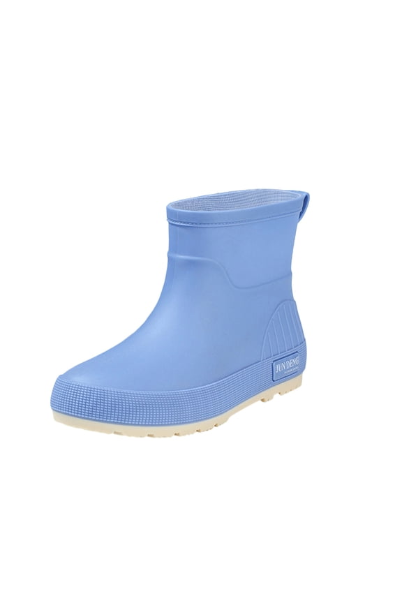 Sky Blue Women'S Short Rain Boots Waterproof Non Slip Comfortable Height Increasing Heel Outdoor Casual Fall Winter Shoes Foot Length 22.5 Cm/8.86 Inches