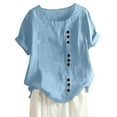 thumbnail image 1 of Sky Blue XL WIZUTIZ Corset Tops for Women up to 50% Off Retro Holiday Beach Tunics Shirts Short Sleeve Casual Solid T-shirt Cotton Blend Round Neck Basic Tops Loose Fit Fluffy Tshirts Lightweight Lad, 1 of 5