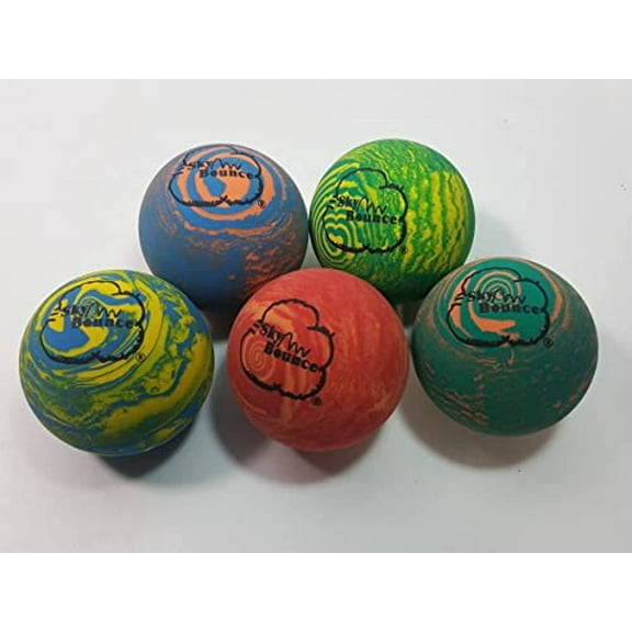 Sky Bounce Balls Rainbow Color Rubber Handball for Recreational Handball (Hand Ball), Stickball, Racquetball, Catch, Fetch, and Many More Games 2 1/4" Diameter Premium Hollow Rubb
