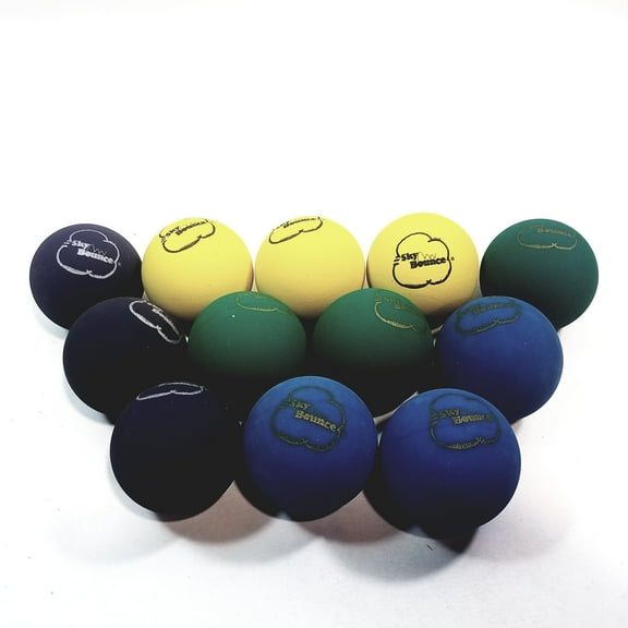 Sky Bounce Multi Color Handball Set of 12 (1 Dozen) Balls (Blue-Green-Yellow-Black)