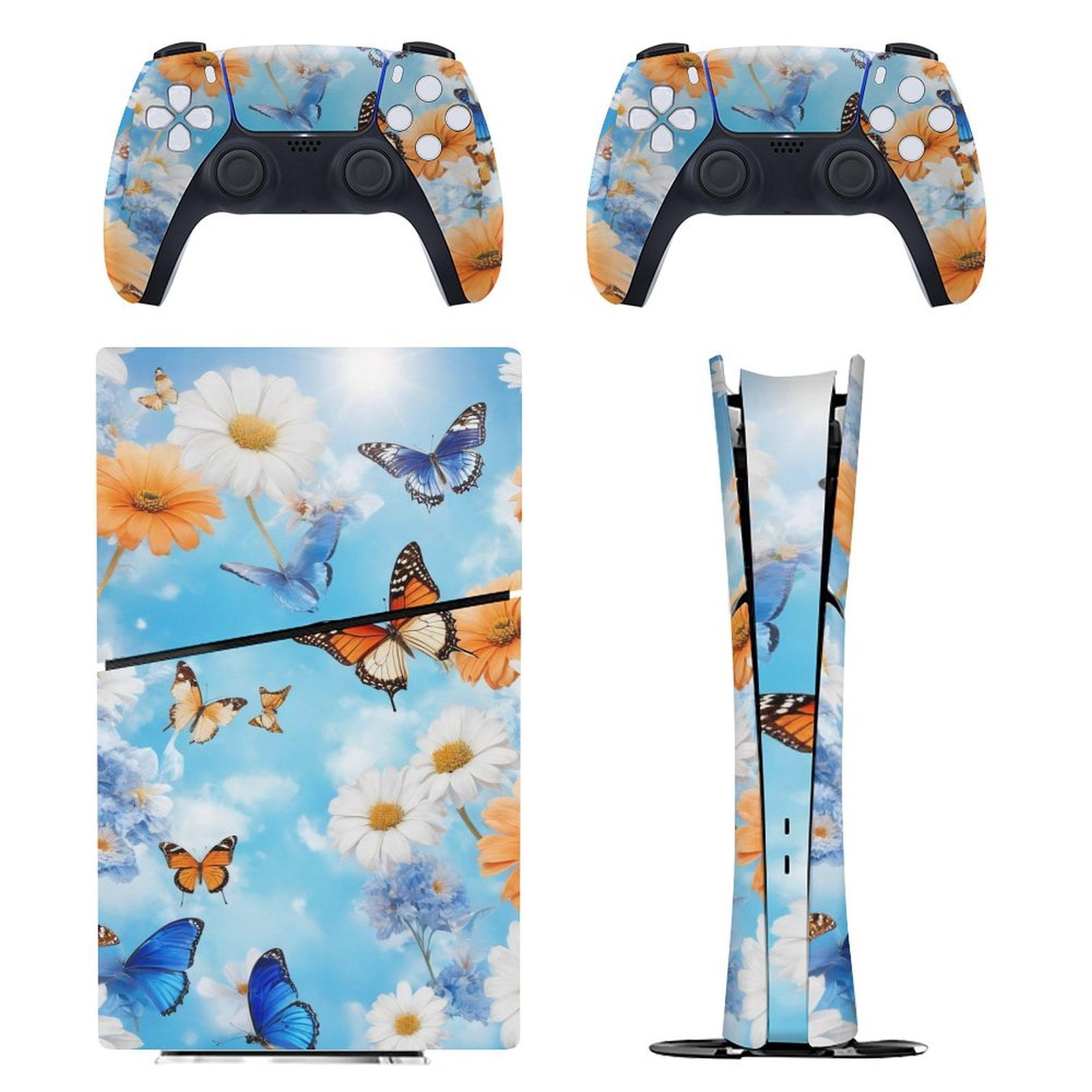Sky Butterfly Bloom Console Skin Bundle for PS5 Pro Slim Disc & Digital ...