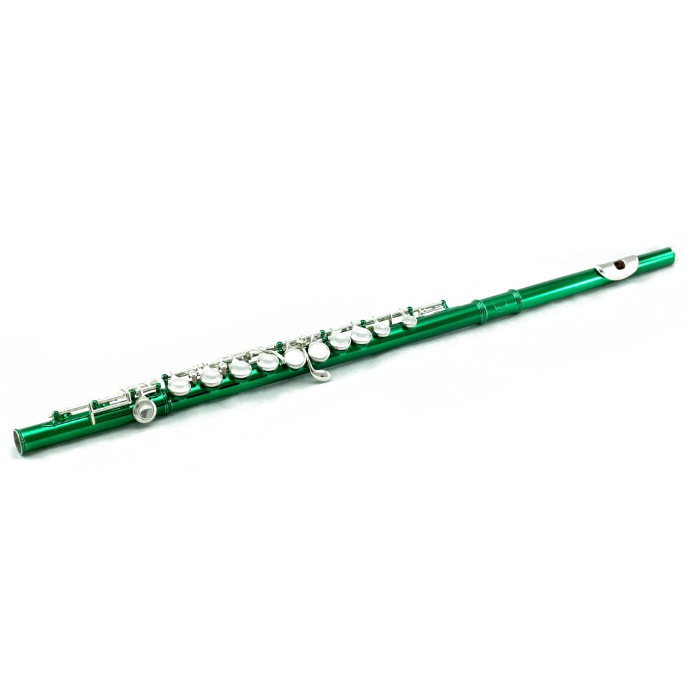 Sky C Flute with Lightweight Case, Cleaning Rod, Cloth, Joint Grease and Screw Driver - Green/Silver Closed Hole