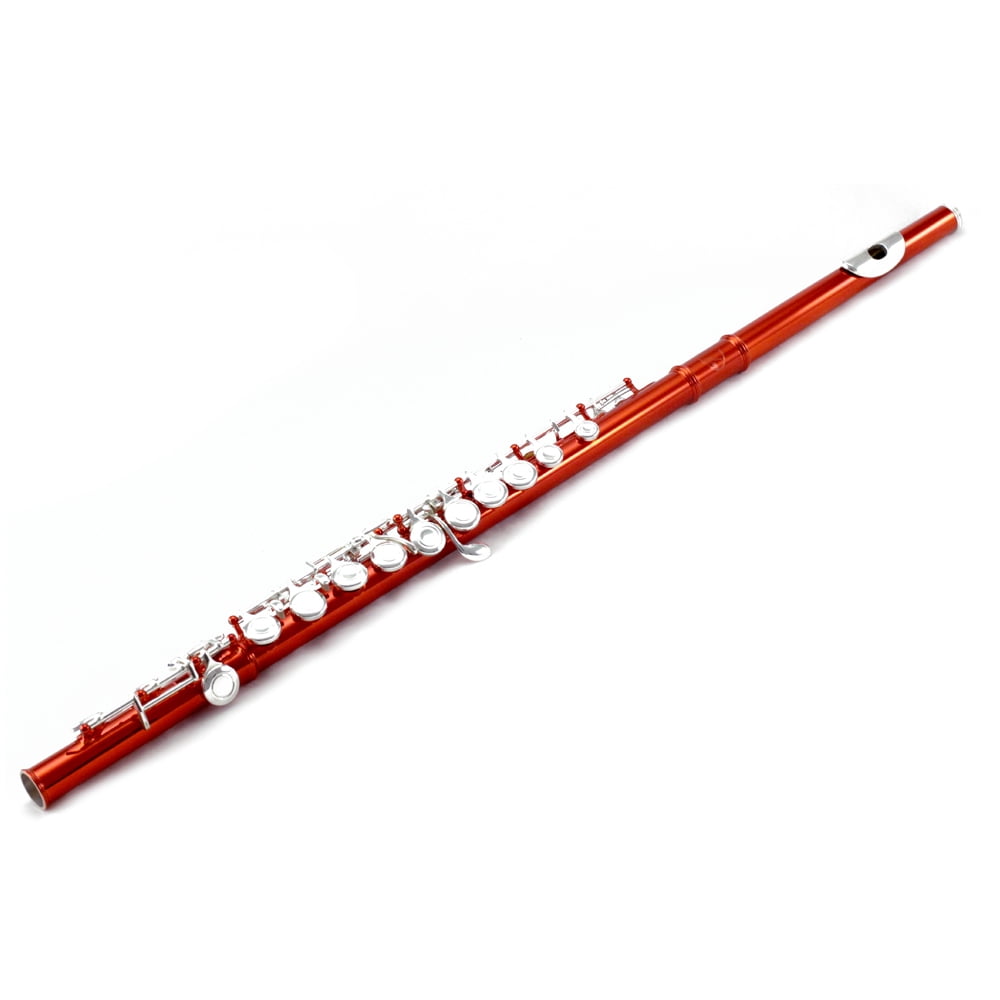 Sky C Flute with Lightweight Case, Cleaning Rod, Cloth, Joint Grease and Screw Driver - Red/Silver Closed Hole