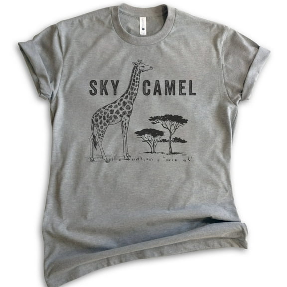 Sky Camel Shirt, Unisex Women's Men's Shirt, Funny Giraffe Shirt, Safari Shirt, Dark Heather Gray, 3X-Large