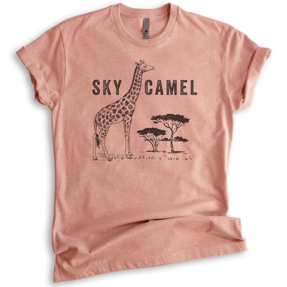Sky Camel Shirt, Unisex Women's Men's Shirt, Funny Giraffe Shirt, Safari Shirt, Heather Sunset, X-Large