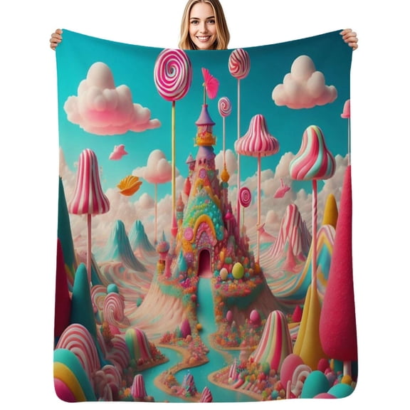 Sky Candy Land Flannel Blanket Warm Soft Bedding Throws Winter Camping Chair Sofa Bed