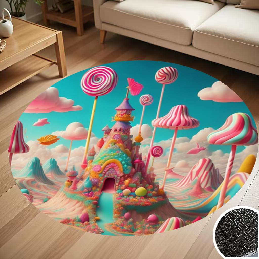 Candy Round Rug Sky Candy Land Round Carpet Living Room Bedroom Home Decoration Coffee ...