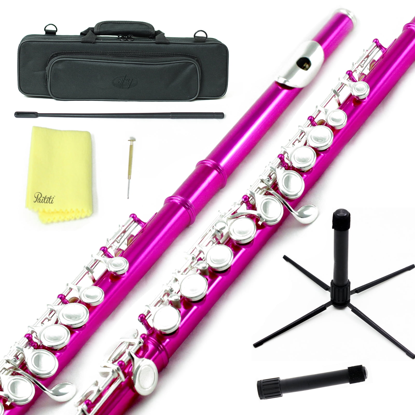 Sky Closed Hole C Flute with Lightweight Case, Cleaning Rod, Cloth ...