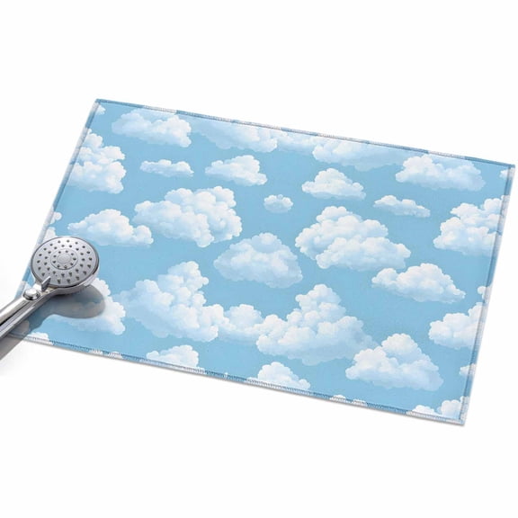 Sky Cloud Washable Area Rug 2 x 3 ft Dreamy Fluffy Light Blue White Cloud, Soft Non Slip Rugs Stain Repellent Indoor Felt Carpet for Living Dining Room Bedroom Home Office