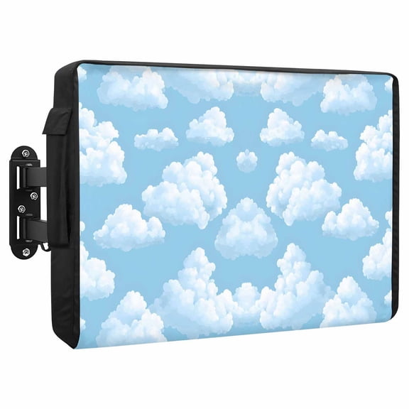Sky Cloud Waterproof Outdoor TV Cover, Dreamy Fluffy Light Blue White Cloud Outside Weatherproof TV Enclosures for 70 to 75 Inch LCD Television Shield Flat Screen Protectors