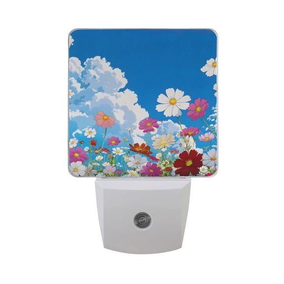 Sky Clouds Flowers LED Night Light with Smart Sensor Plug Into Wall Dusk to Dawn 2 packs