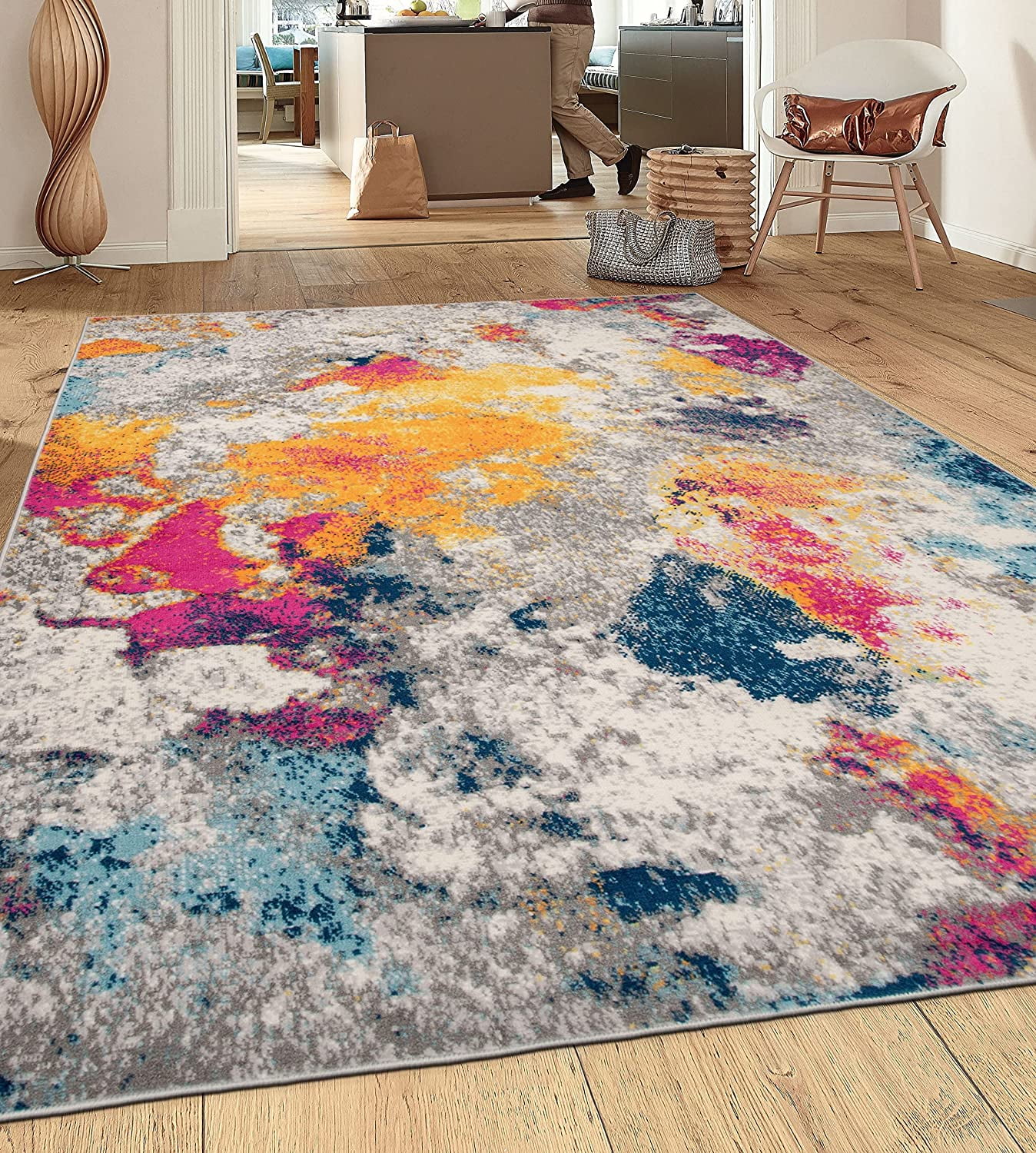 5' x 7' Multicolor Abstract Synthetic Area Rug