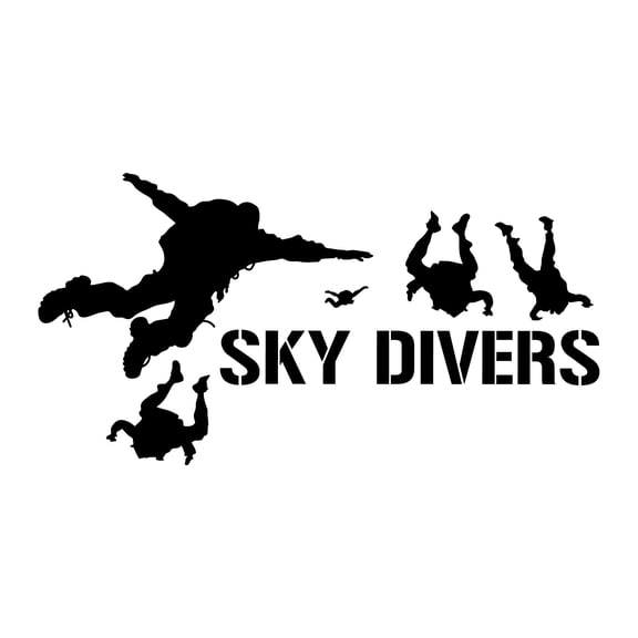 Sky Divers Airborne Heroes Skydivers Vinyl Wall Design Wall Art Sticker Designs Vinyl Stickers For Home House Walls Rooms Windows Bedroom Decoration Size (28x28 inch)