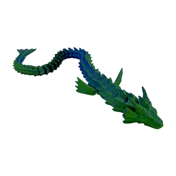 Sky Dragon 3D Printed Articulated Cloud Serpent Figure Flexible Jointed Mythical Creature for Zen Desktop Decoration and Sensory Display Green