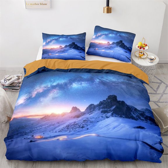 Sky Duvet Cover Set Space Night Time Universe Stars Nebulas Moon rative Bedding Set King Twin Size Polyester Comforter Cover