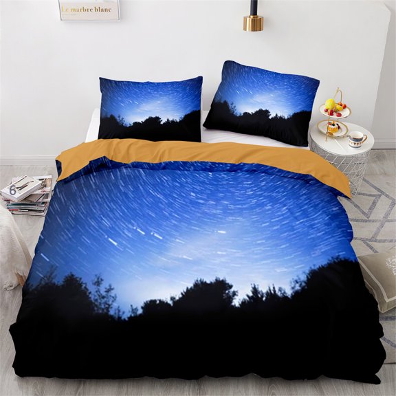 Sky Duvet Cover Set Space Night Time Universe Stars Nebulas Moon rative Bedding Set King Twin Size Polyester Comforter Cover