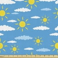 thumbnail image 1 of Ambesonne Sky Fabric by the Yard Upholstery, Yellow Sun and Fluffy Clouds, 5 Yards, Pale Blue Yellow White, 1 of 4